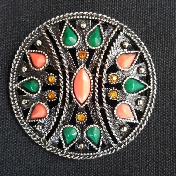 Vintage Navajo Large Round Brooch Pin Or Pendant - Picture 1 of 2